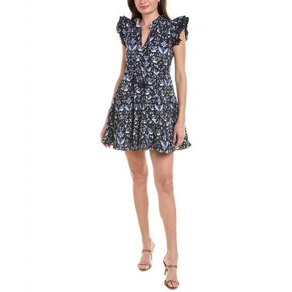 SAIL TO SABLE Dresses & Skirts - NEW SAIL TO SABLE ruffle neck mini dress in navy batik